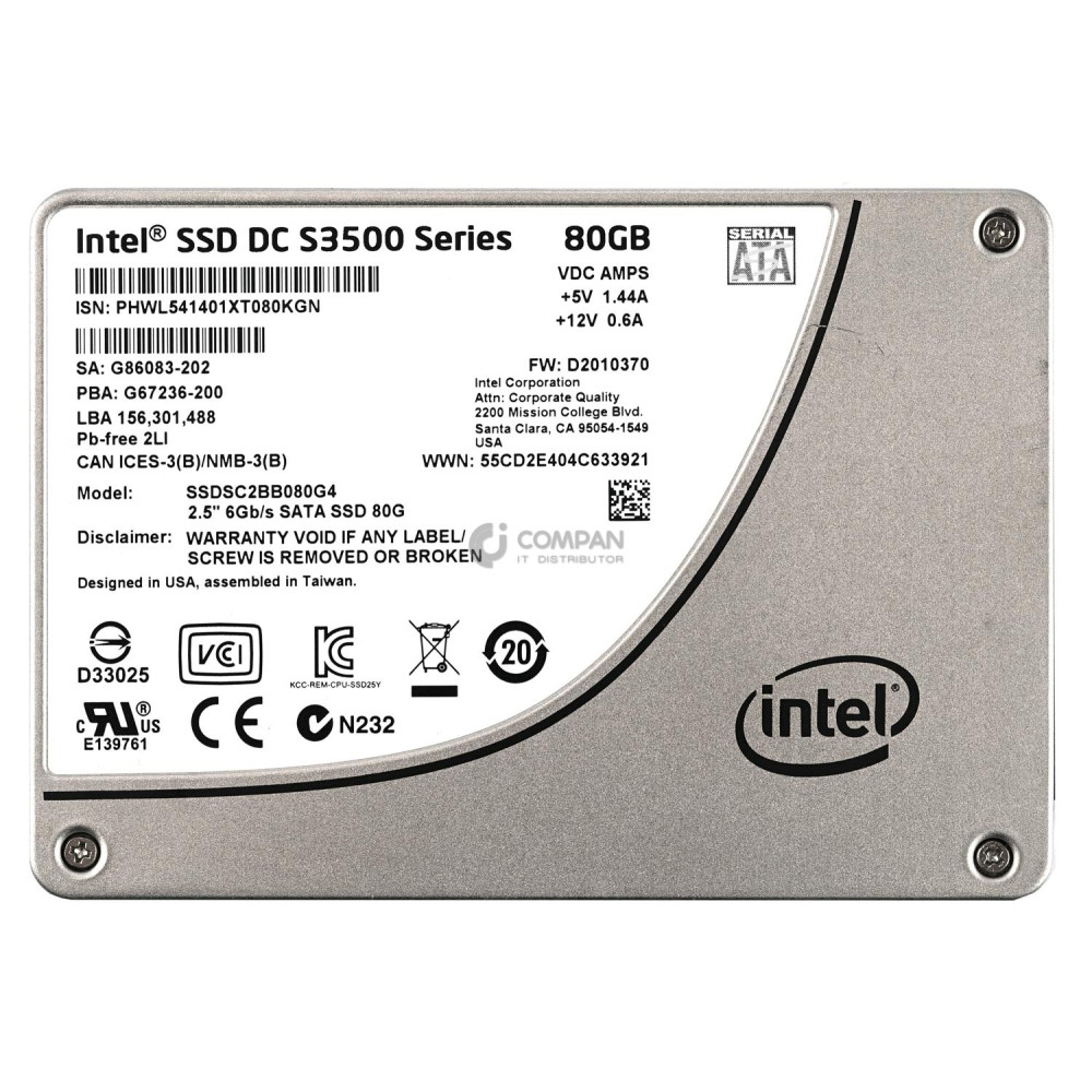 SSDSC2BB080G4 INTEL 80GB 6G 2.5 SATA SSD